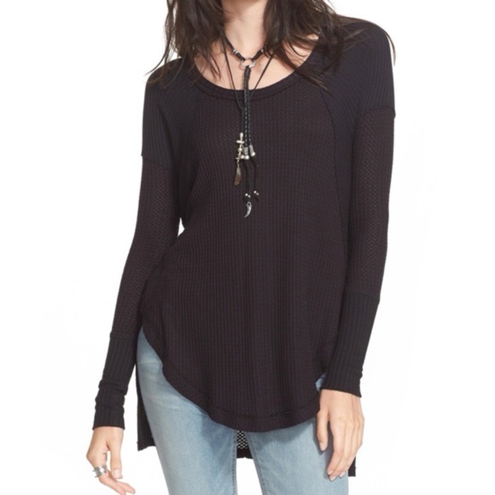 Free People Ventura Thermal Black Top